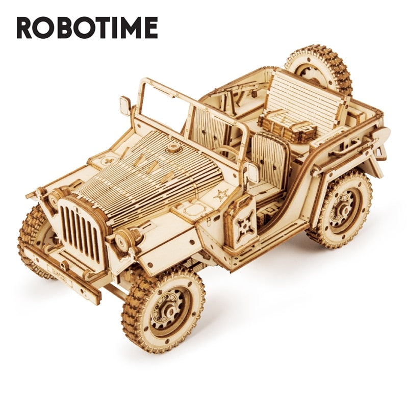 Robotime Rokr 3D Wooden Puzzle Montessori Toys Steam Train, Army Jeep, Heavy Truck Model Building Kits for Kids - myvarietyvault23