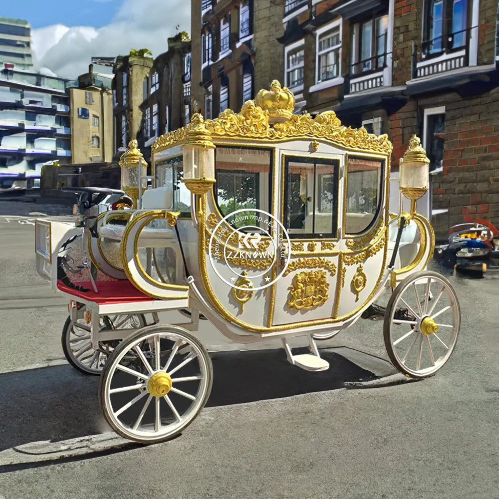 OEM High Quality Royal Horse Carriage Wedding Horse Wagon Golden Horse Carriage European Style Royal Carriage